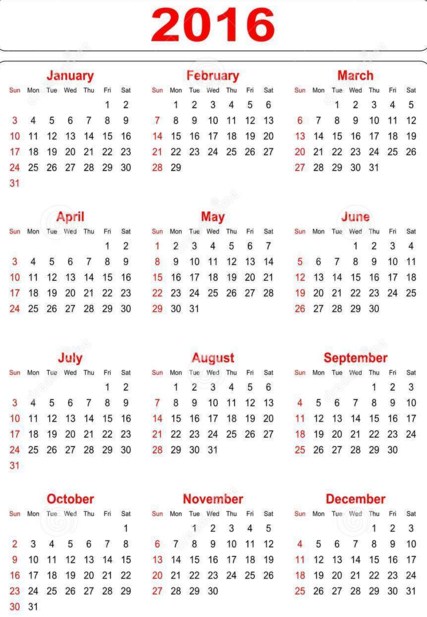 Calendarios 2016 para imprimir gratis