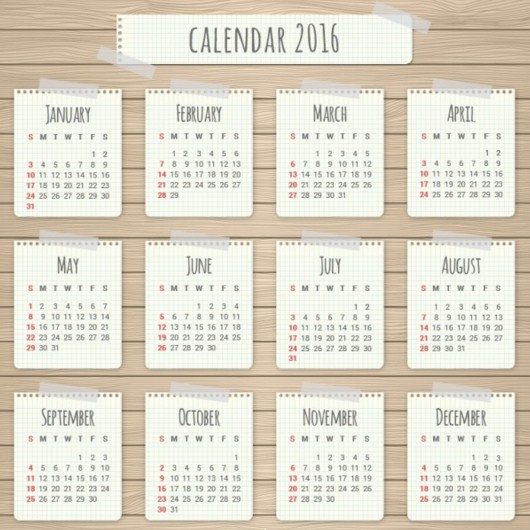 Calendarios 2016 para imprimir