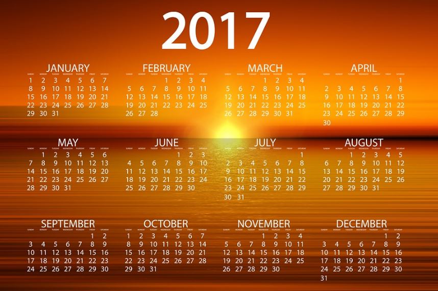 Calendarios 2017 que empiece en domingo