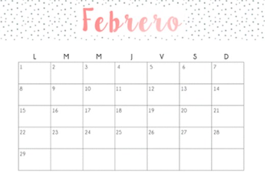 Calendarios febrero 2016 gratis