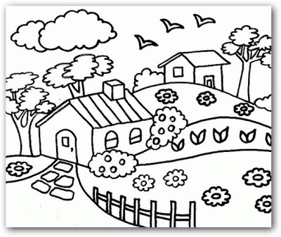 Dibujos de paisajes para niños para colorear