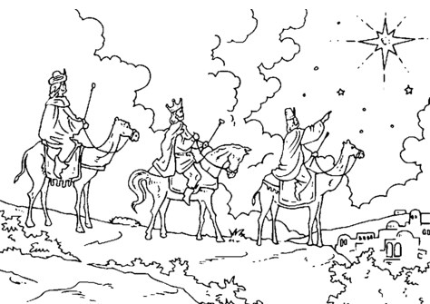 Imagenes de los reyes magos con camellos para colorear
